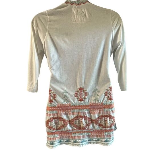 Johnny Was Women's Embroidered Aztec Self-Tie Waist Wrap Cover Up White 🛑 - Picture 2 of 6
